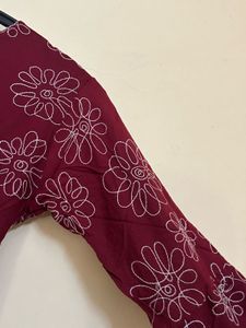 Maroon Kurta with White Floral Print