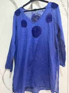 Bohemian Vibrant Blue Crocheted Kurta