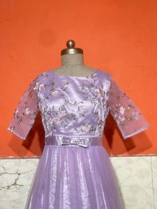 Lavender Floral Embroidered Gown