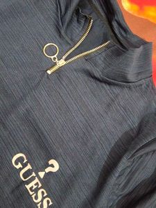 Guess Navy Blue Cropped Top
