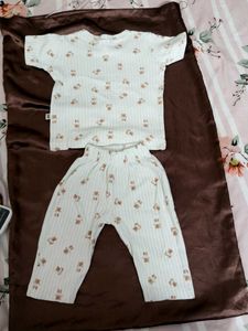 Cute Bear Print Baby Sleepsuit Set
