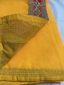 Vibrant Yellow Embellished Saree