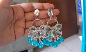 Teal lehnga choli set with earrings freebie