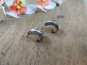 Vintage Boho Silver Hoop Earrings