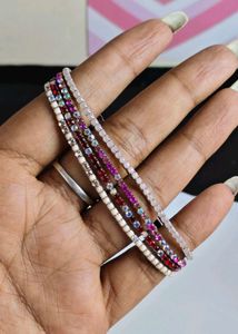 Set of Sparkling Gemstone Bracelets