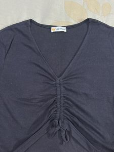 Cute Ruched V-Neck Tee