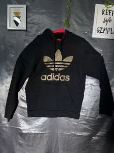 Adidas Black Hoodie with Gold Logo