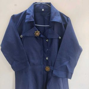 Elegant Blue Kurti with Stylish Buttons