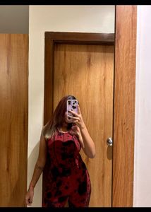 Maroon Black Tank Top with Jogger Set