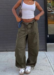 Olive parachute pants