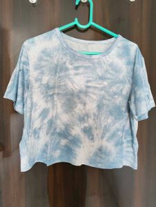 Blue Tie-Dye Cropped T-Shirt
