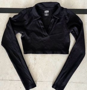 Polo Full Sleeves Crop Top🖤