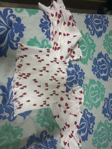 White Heart Print Square Neck crop Top