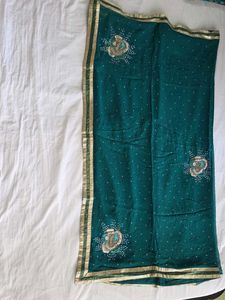 Embellished Teal Dupatta