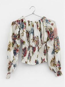 Floral Off-Shoulder Smocked Blouse
