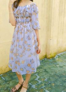 Chic Floral Print Off-Shoulder Dress
