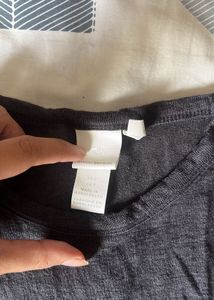 H&amp;m Duo Basic Grey and White Linen T-Shirt