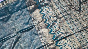 Elegant Teal &amp; Gold Banarasi Saree