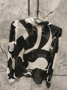 Black &amp; White Patterned Blouse