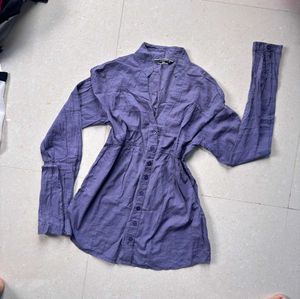 Purple Button-Up Tunic Top
