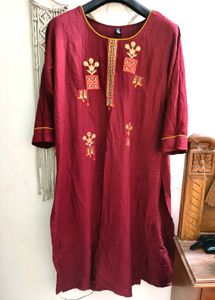 Maroon Embroidered Kurta 46