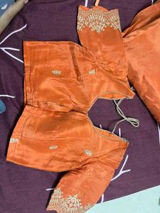 Rust Orange Pure Silk Saree
