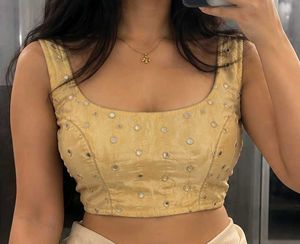 Festive Stunning Gold Mirror Work Blouse