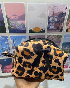 Quilted Leopard Print Pouch