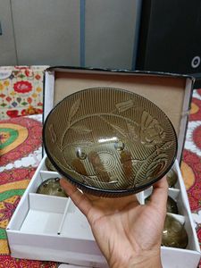 BLACK GLASS PUDDING SET