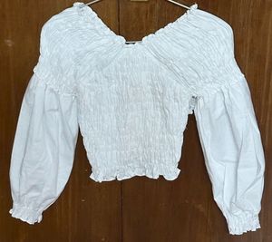 Zara White Balloon Top