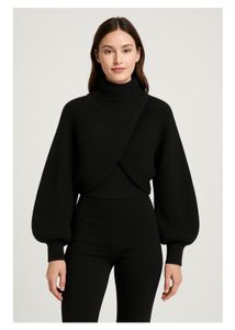 Black Turtleneck Wrap Sweater