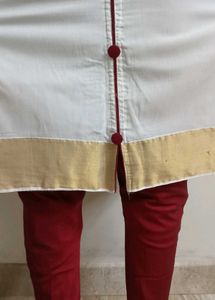 Elegant White &amp; Gold Ethnic Kurta Set