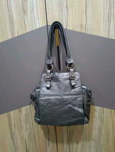 Stylish Grey Leather Handbag