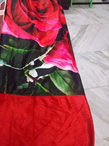 Vibrant Rose Print velvet bedsheet with pillows