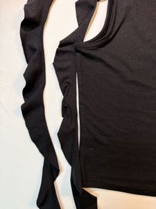 Black Tie-Up Crop Top