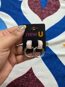 New U Pink Hoop Earrings