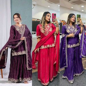 Stunning Purple Embroidered Kurta Set
