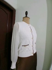 Elegant White Knit Cardigan