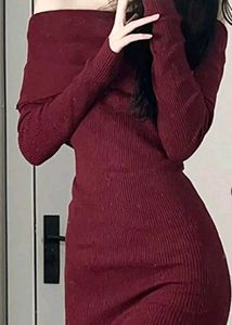Off-Shoulder Knit Mini Dress
