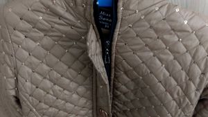 Women’s Beige Quilted Hooded Winter Jacket with Se