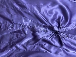 Purple Satin Tie-Front Blouse