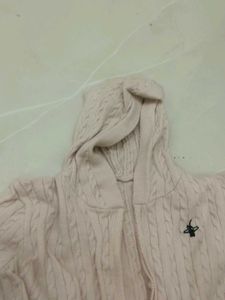 Pink Cable Knit Cropped Hoodie