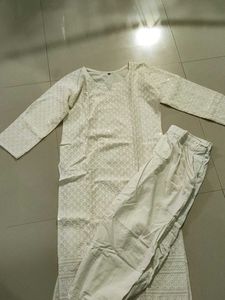 Elegant White Sequined Kurta Set