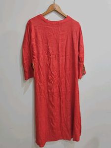 Embroidered Red Kurta