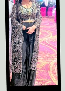 🖤 Black Golden Embroidered Party Wear Dress