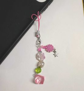 Pink Flower Crystal Phone Charm