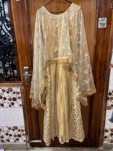 🌸Elegant Gold Embellished Poncho Dress