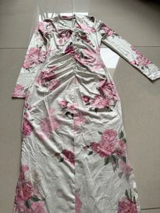 Chic Floral Print Ruched Dress