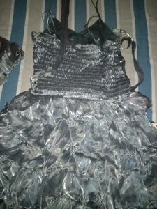 Pqrty wear Grey stylish gown with ruffles