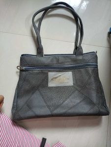 Stylish Grey Patchwork Handbag